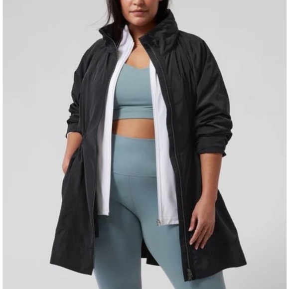 Athleta Jackets & Blazers - Athleta Rain Coat Parka Trench Coat Black Women’s XL